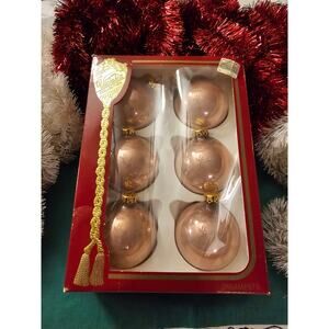 NOS Rauch Victoria Collection Christmas Ball Ornaments Vintage Rose Pink Color